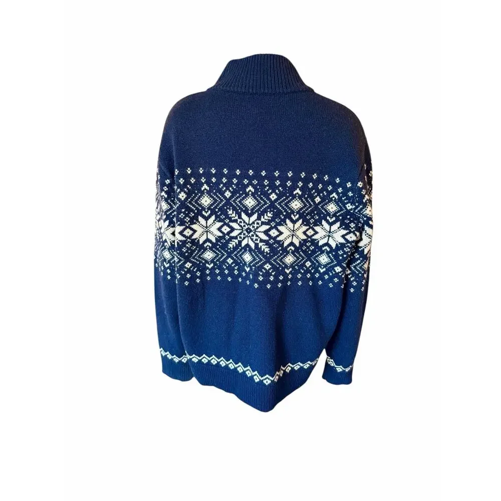 J.Crew Men’s Lambswool Fair Isle half-zip sweater with bird's eye size Large